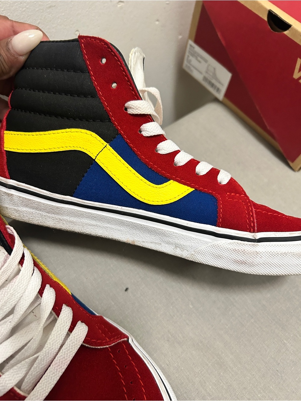 Vans Men’s High-Top Sneakers - Red, Blue & Yellow - Picture 2 of 6